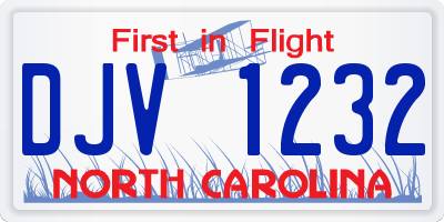 NC license plate DJV1232