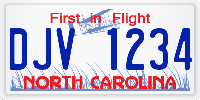 NC license plate DJV1234
