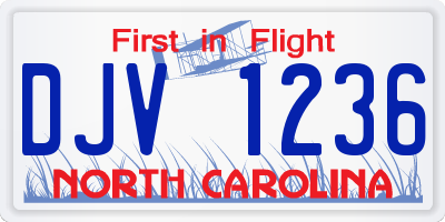 NC license plate DJV1236