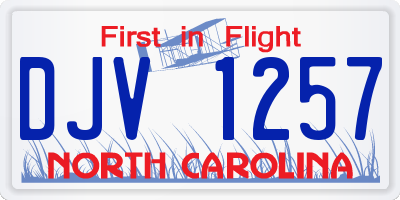 NC license plate DJV1257