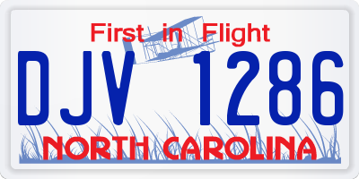NC license plate DJV1286