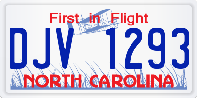 NC license plate DJV1293