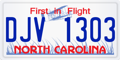 NC license plate DJV1303