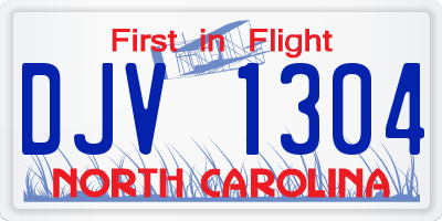 NC license plate DJV1304