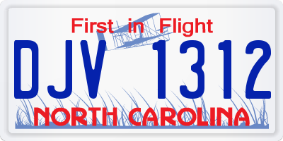 NC license plate DJV1312