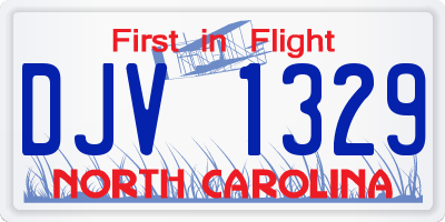 NC license plate DJV1329