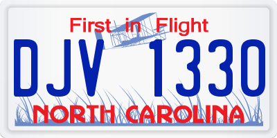 NC license plate DJV1330