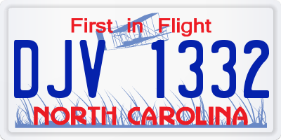NC license plate DJV1332