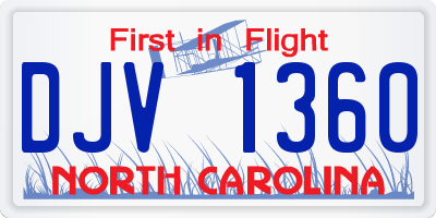 NC license plate DJV1360