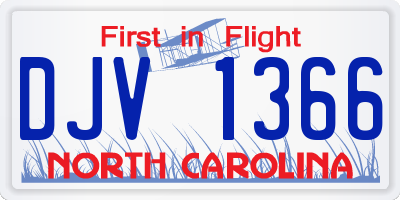 NC license plate DJV1366
