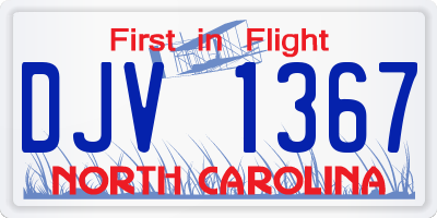 NC license plate DJV1367