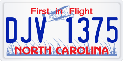 NC license plate DJV1375