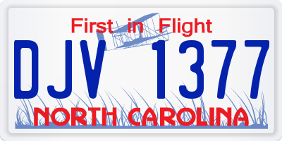 NC license plate DJV1377
