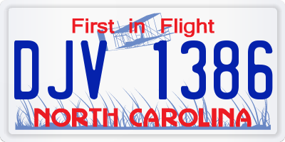 NC license plate DJV1386