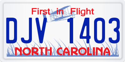 NC license plate DJV1403