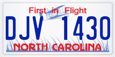 NC license plate DJV1430