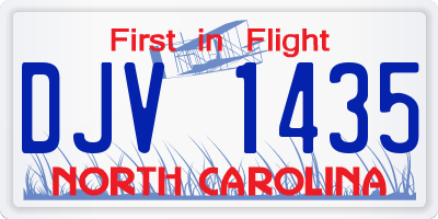 NC license plate DJV1435