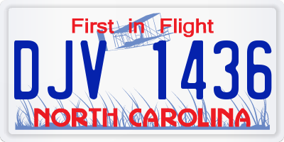 NC license plate DJV1436