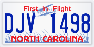 NC license plate DJV1498