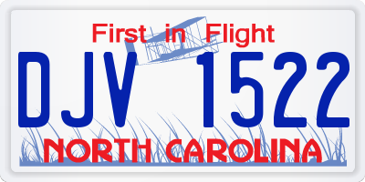 NC license plate DJV1522