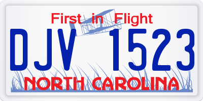 NC license plate DJV1523