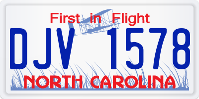 NC license plate DJV1578
