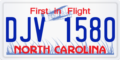 NC license plate DJV1580