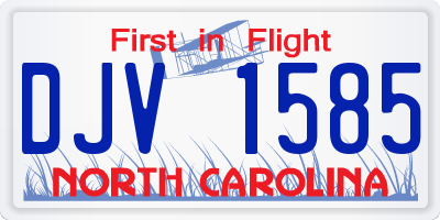 NC license plate DJV1585