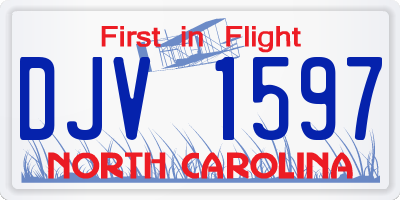 NC license plate DJV1597