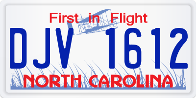 NC license plate DJV1612