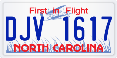 NC license plate DJV1617
