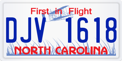 NC license plate DJV1618