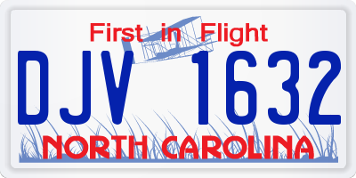 NC license plate DJV1632