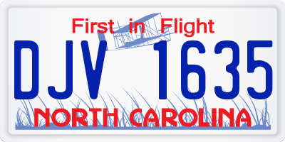 NC license plate DJV1635