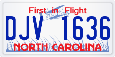NC license plate DJV1636