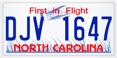 NC license plate DJV1647
