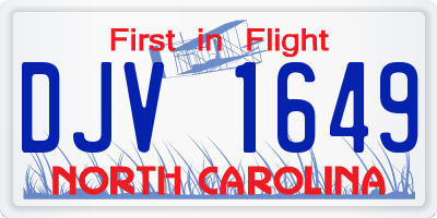 NC license plate DJV1649