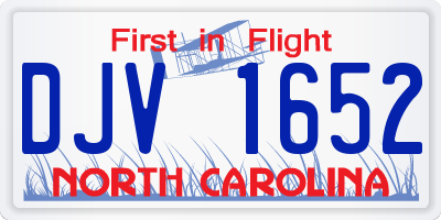 NC license plate DJV1652