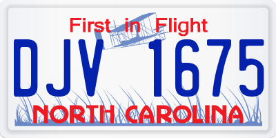 NC license plate DJV1675