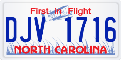NC license plate DJV1716
