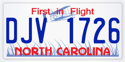 NC license plate DJV1726