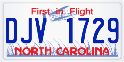 NC license plate DJV1729