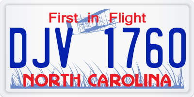 NC license plate DJV1760