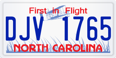 NC license plate DJV1765