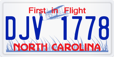 NC license plate DJV1778