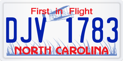 NC license plate DJV1783