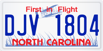 NC license plate DJV1804