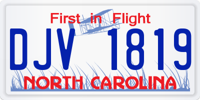 NC license plate DJV1819