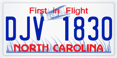 NC license plate DJV1830