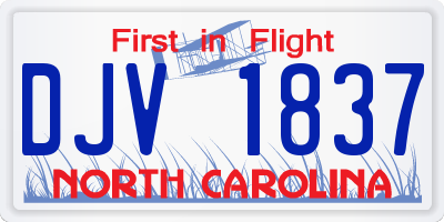 NC license plate DJV1837